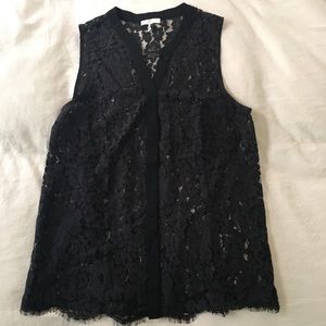SOLD***Joie black lace button up tunic